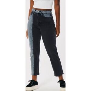 Hollister Curvy High Rise Two Tone Black Denim Jean Vintage Stretch 32 waist